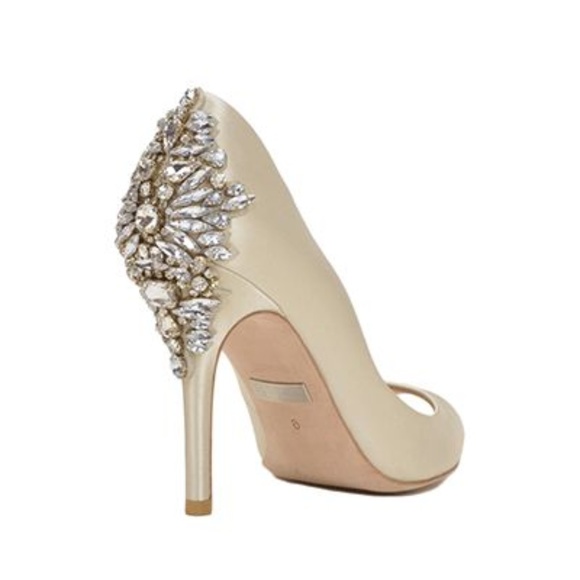 Badgley Mischka Nilla Embellished Ivory Heels - Picture 1 of 3
